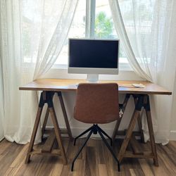 Wooden Desk - Large Modern Acacia Wood 
