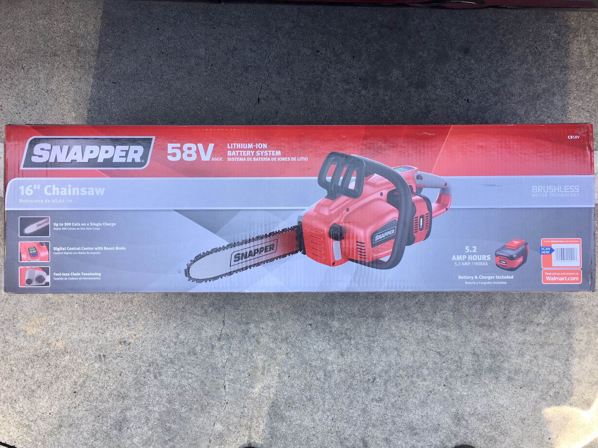 Snapper 58V cordless chainsaw