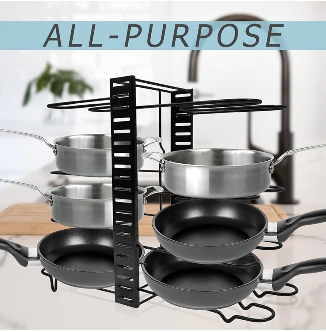 CRAFTHROU Pan Storage Rack Kitchen Cutting Board Rack Baking Pan Lid Holder for Pots Pan Lid Rack Organizer Pan Organizer Rack Clothes Hanging Rack St