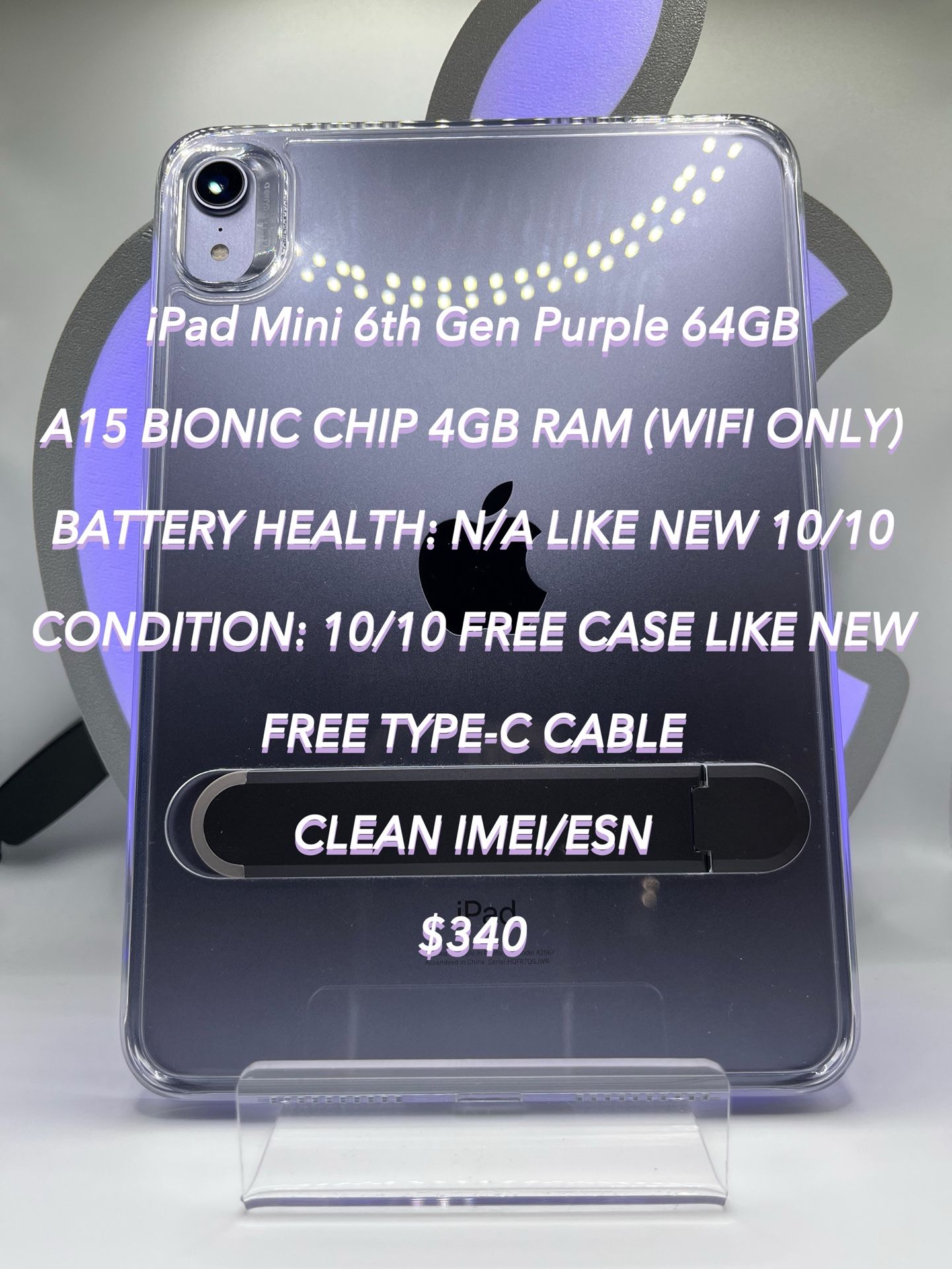 iPad Mini 6th Generation 64GB Purple Like New Authentic