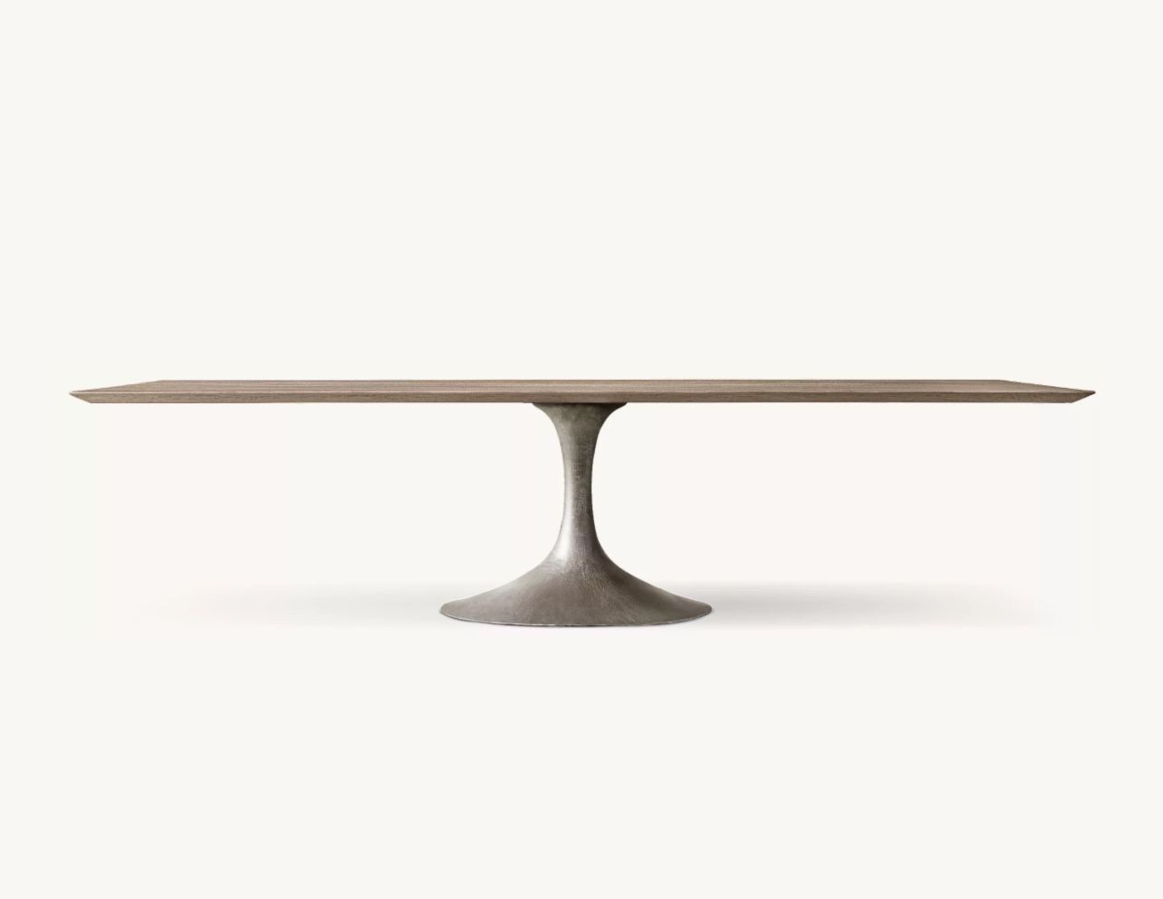 RH AERO WOOD 96” RECTANGULAR DINING TABLE • ASH GRAY OAK • PEWTER BASE