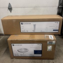 New White Pedestal Sink Base with Basin