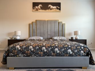 Velvet Platform Bed King Size