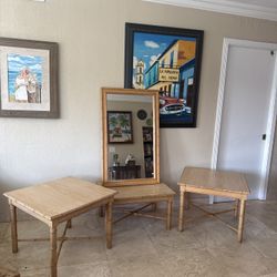 Vintage Coastal Side Tables + Mirror Set
