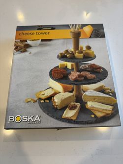 Boska Holland Etageres 11.8 in Slate & Wood 3 Tier Party Tower Food Display