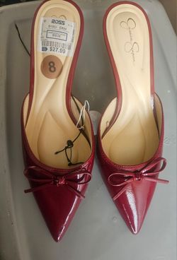 Jessica Simpson Red Patent Pointed-Toe Mules Size 8