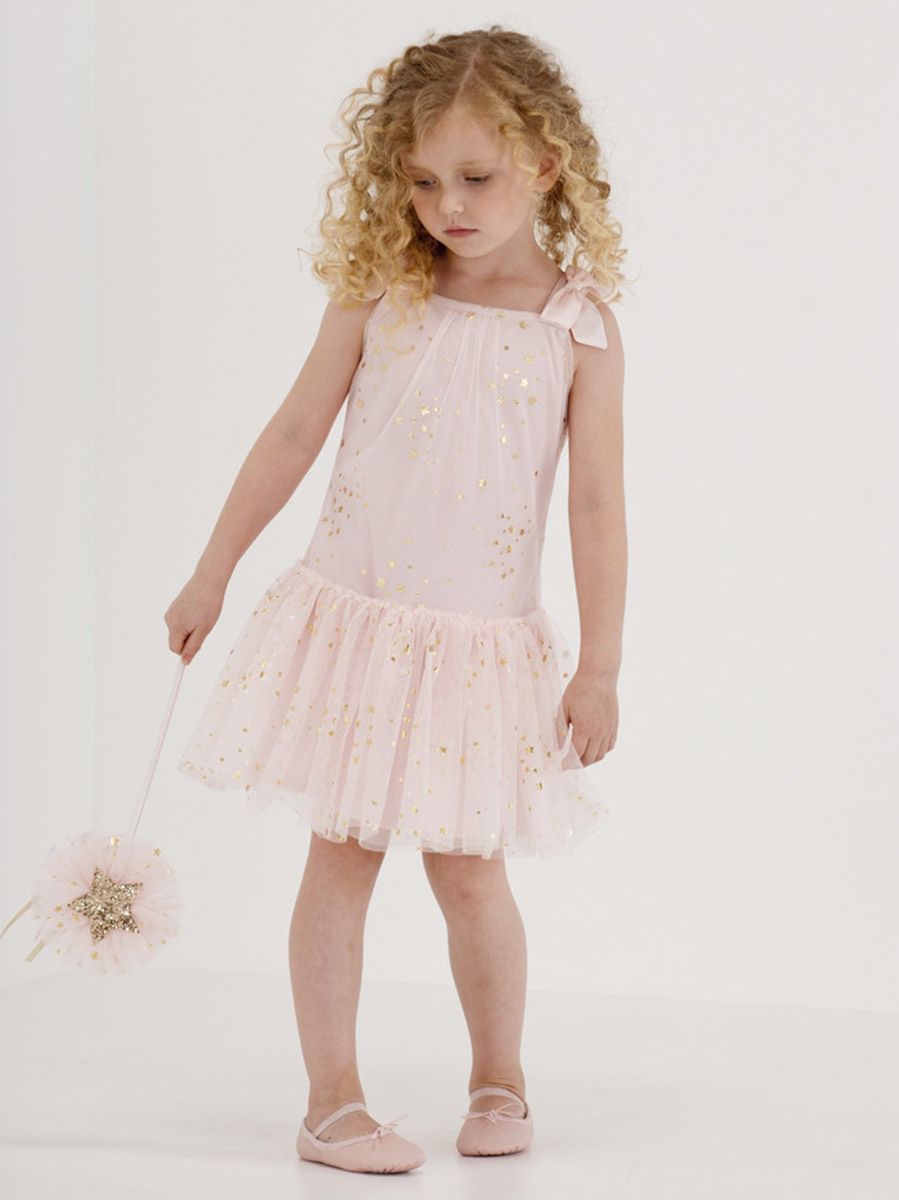 Dress size 3 - like new Kate Mack Pink & Gold Shimmer Dress