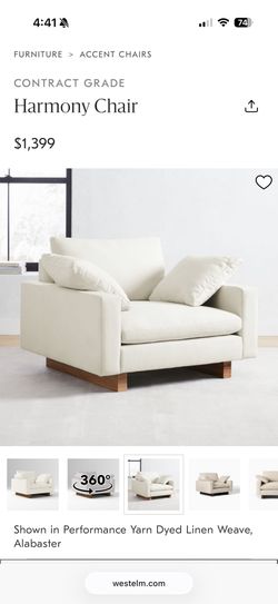 West Elm Harmony Chair Down Blend Prfm YDL Alabaster DW