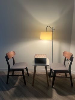 Arc Floor Lamp with White Drum Shade