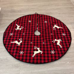 Christmas Red Plaid With Reindeers