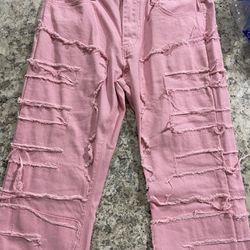 pink stacked pants