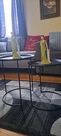 Black Round Nesting Side Tables Set of 2