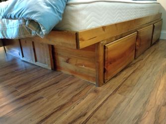 Queen bed captain's bed queen mattress HUGE storage drawers pinewood