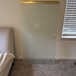 Golden Glass Doors with Tracks & Fixtures – Stylish Upgrade for Your Home! 