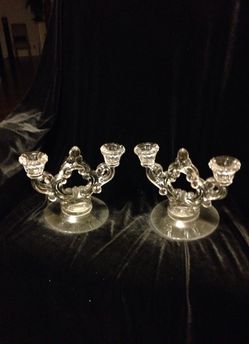 Vintage Double Armed Crystal Candle Holders