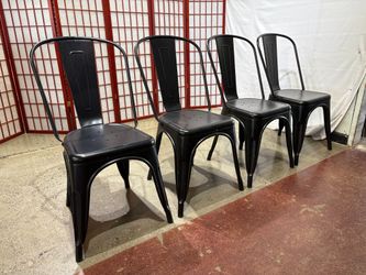 Tolix Style Matte Black Metal Dining Chairs (Set of 4)