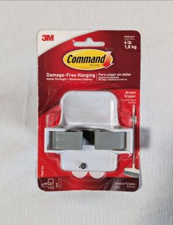 3M Command Broom Gripper Damage-Free Wall Mount Organizer Holds 4 lbs