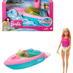 Barbie Doll & Toy Boat Playset with Pet Puppy
