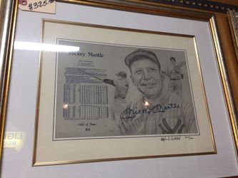 Mickey Mantle framed autographed 8x10 with COA