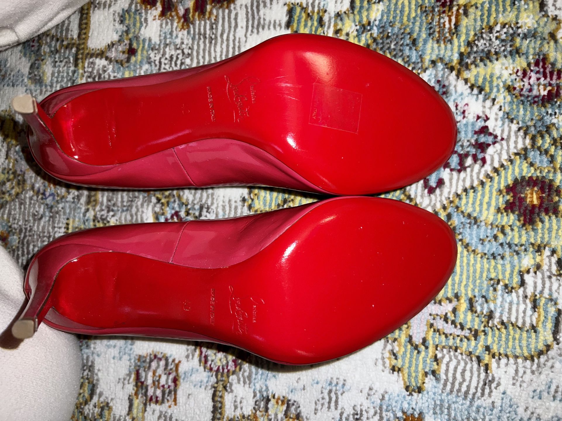 Fuschia/Berry Christian Louboutin Pumppie 85mm Leather Heels - Size 40
