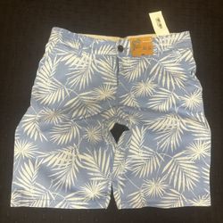 Thereabouts Boys Blue Tropical Chino Shorts Size 18 Adjustable Waist Button