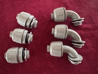 6pcs Liquid tight electrical elbow and straight connectors 1/2”    Fe9)