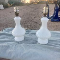 Pair Of Hobnail Lamp 