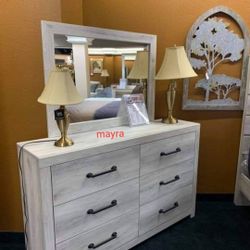 Brand New/ Cambeck Whitewash Panel Bedroom Set// Dresser, Mirror, NightStand, Bed// Mattress Sold Separately 