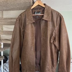 Mens Genuine Leather Bomber Jacket FLAVOR Casual Fall Winter Jacket Brown MXGX24-6 NEW