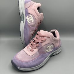 Chanel pink purple CC Logo Runner Trainer Sneaker Size 40✅ Text me for more information🚨✅