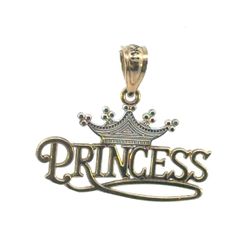 Woman’s Ladies 14k Two Toned White Yellow Gold Princess Charm Pendant for Necklace GP3119110