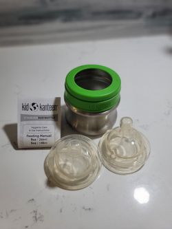 Kleen Kanteen 5 Ounce Stainless Steel Baby Bottle And 2 New Nipples