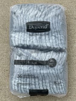 UNOPENED - 36 Pack of Depends Underwear - Size L (diapers, pants)