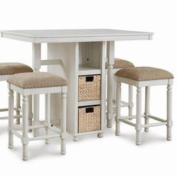 Ashley 5-Piece Counter Height Dining Set – Whitewash
