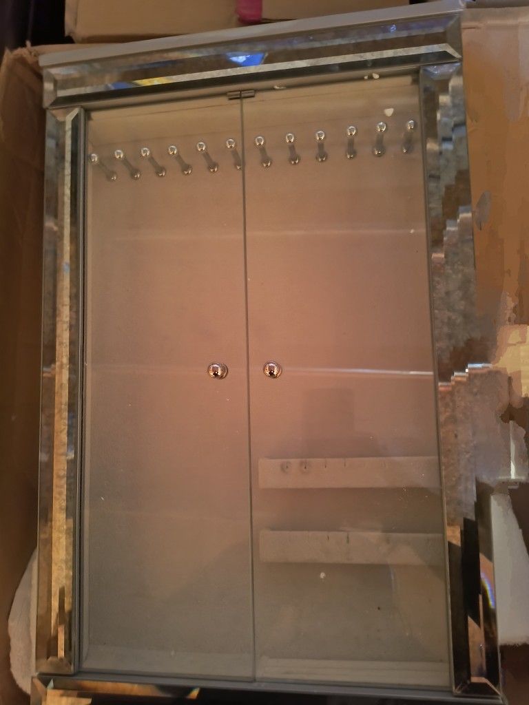 Magnificent Glass And Mirror Built Two piece Wall Mount And Table Top Jewelry Display Very Unique High Quality Luxury For Your Gorgeous Jewelry