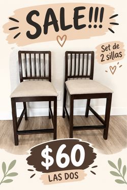 Set of 2 Counter Height Bar Chairs