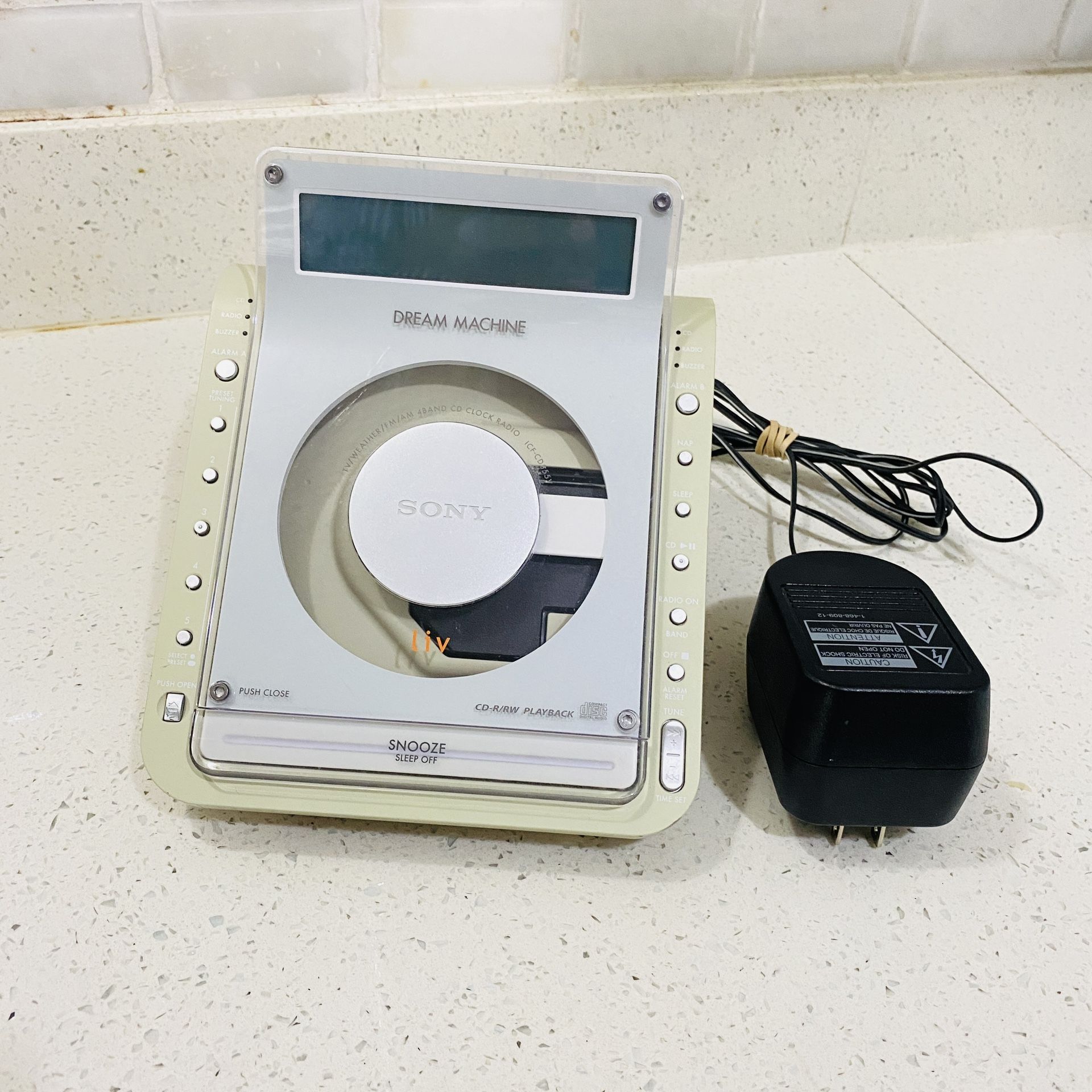 SONY Dream Machine Model No. ICF-CD855V FM/AM/ CD Alarm Clock Weather