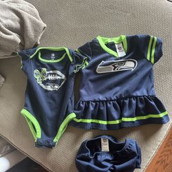 Baby Girl Seahawks Cheer Dress with Bloomers and Onesie