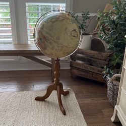 Antique Wooden Stand Up Globe