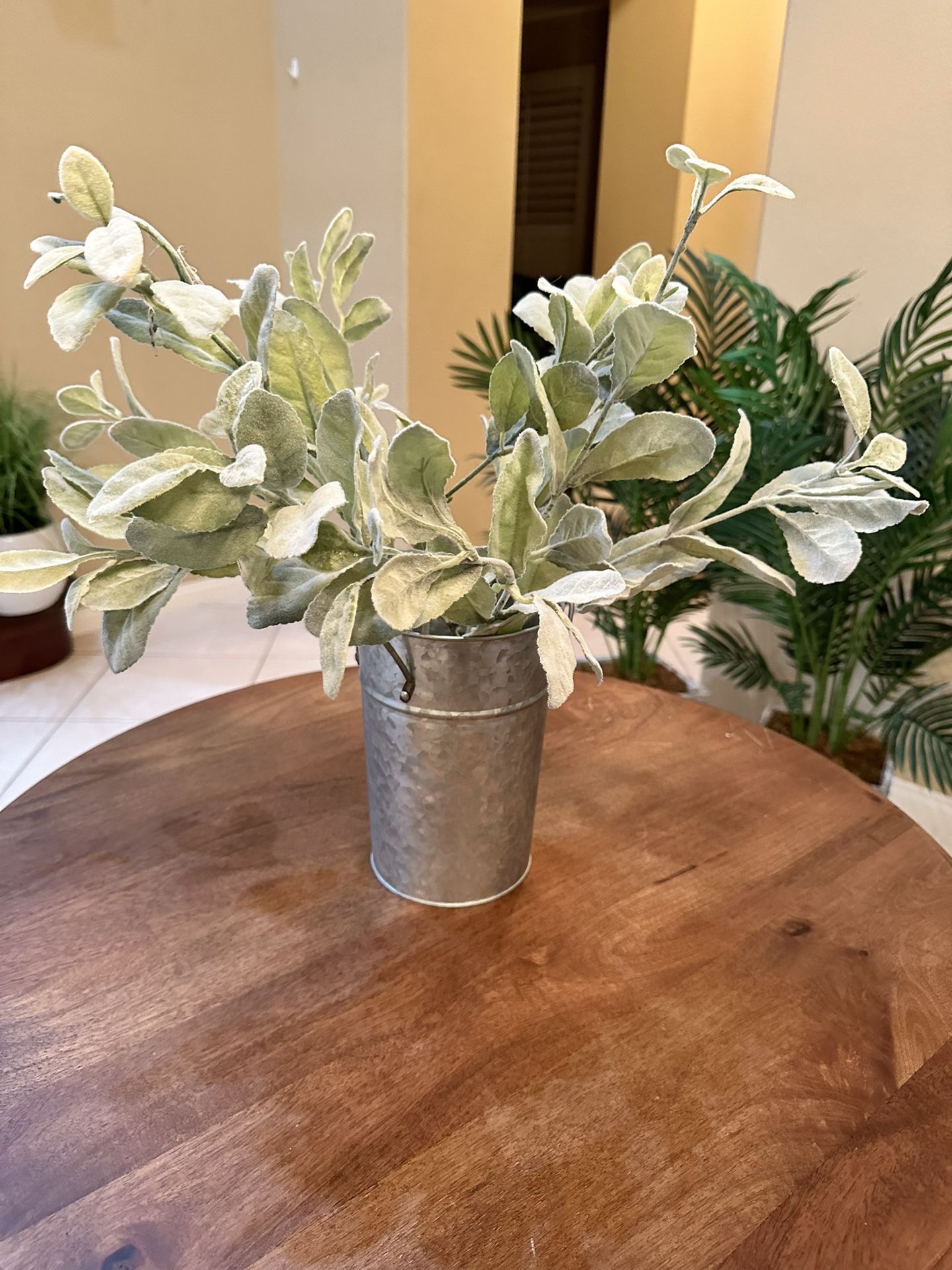 Tin Faux Flower Vase