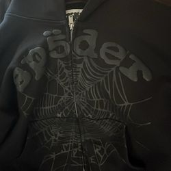 Black OG sp5der zip up hoodie