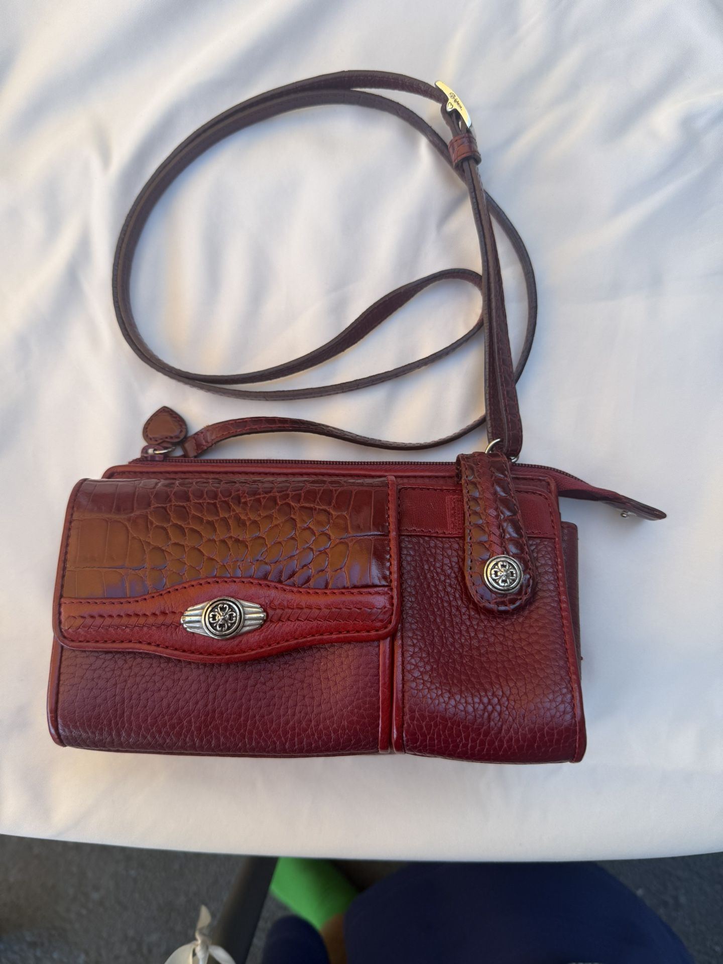 Brighton Vintage Leather Cross Body Red Purse