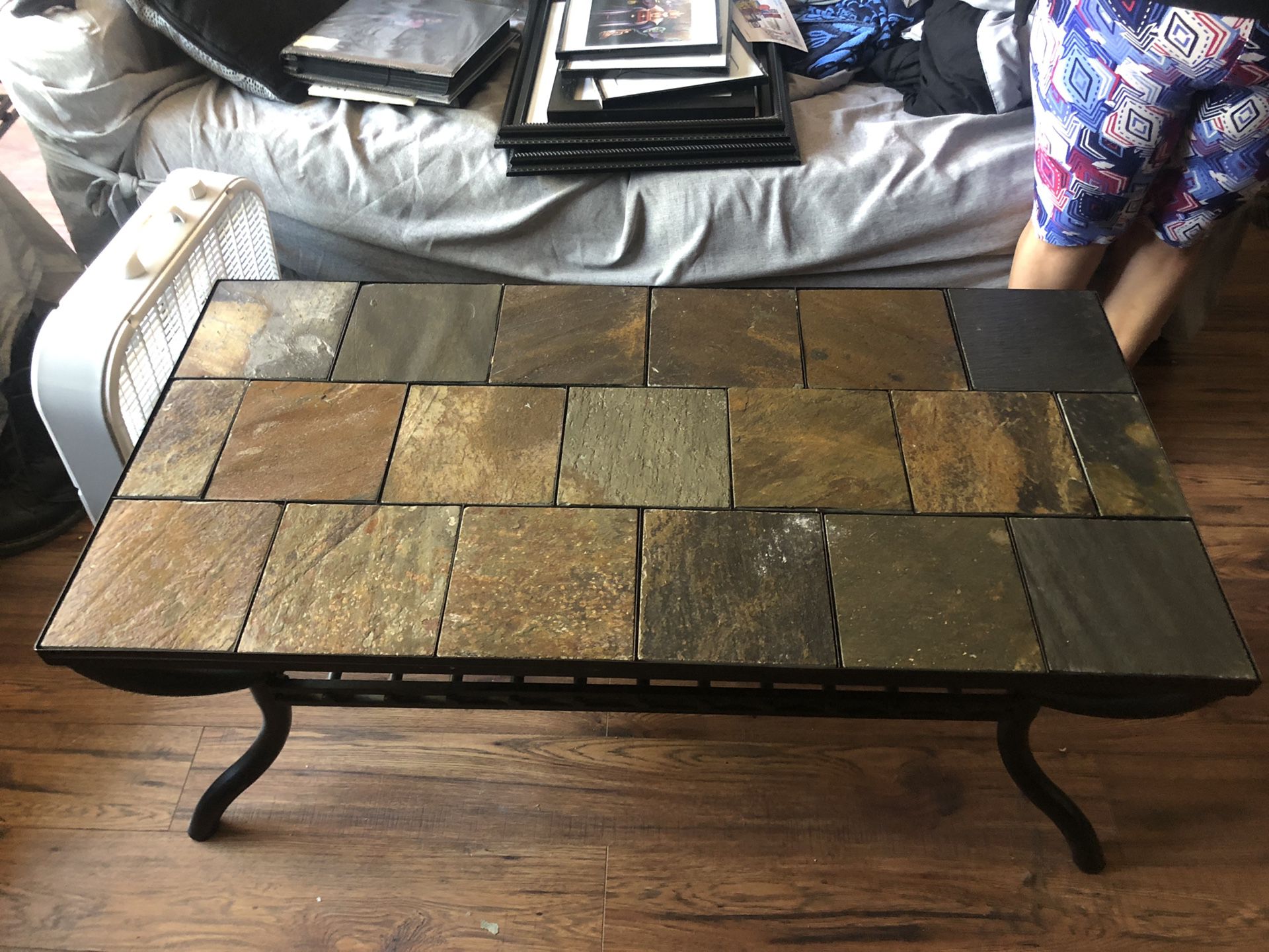 Metal and stone coffee and end table