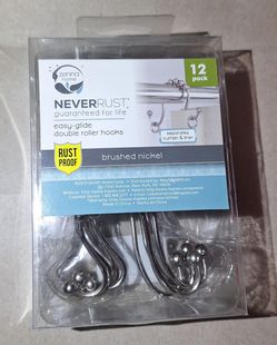 Zenna Home NeverRust Easy-Glide Double Roller Shower Curtain Hooks