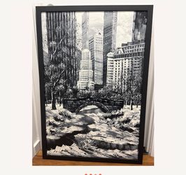NYC themed custom frame oil painting