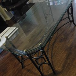 Hollywood Regency Brass and Glass Coffee Table