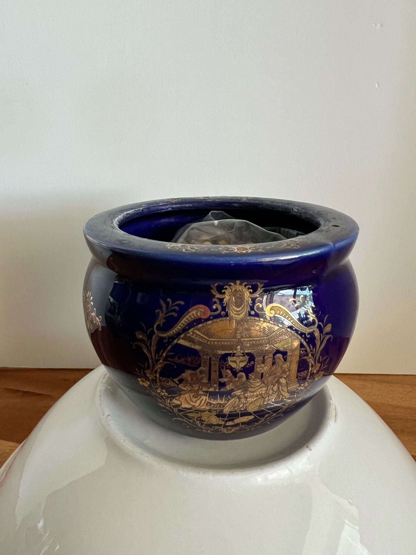 Cobalt blue ceramic small pot