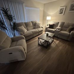 3 piece white electric sofas