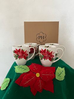 Princess House Marbella poinsettia mugs