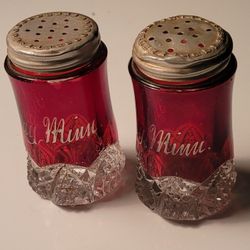 Turn of Century 1900's Antique Ruby Red Flash Salt & Pepper 3" Shaker